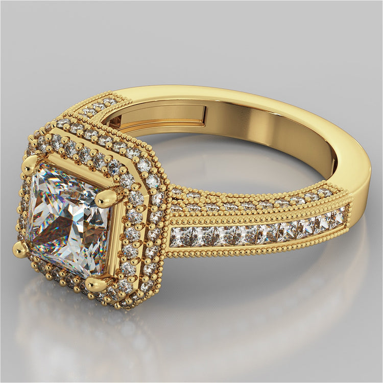 Princess Cut Pavé-Style Cathedral Engagement Ring