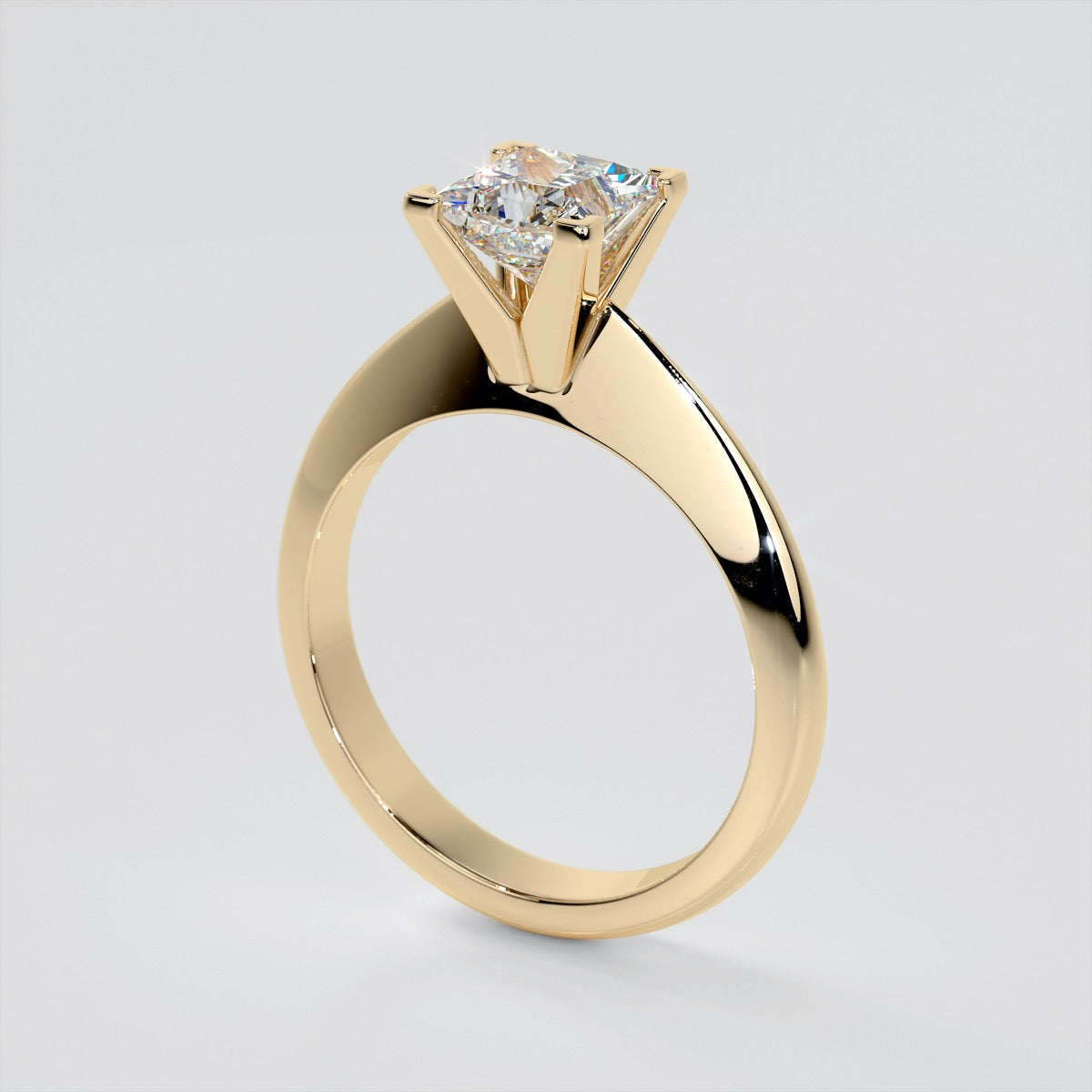 Knife Edge Princess Cut Wedding Set with Comfort Fit Band