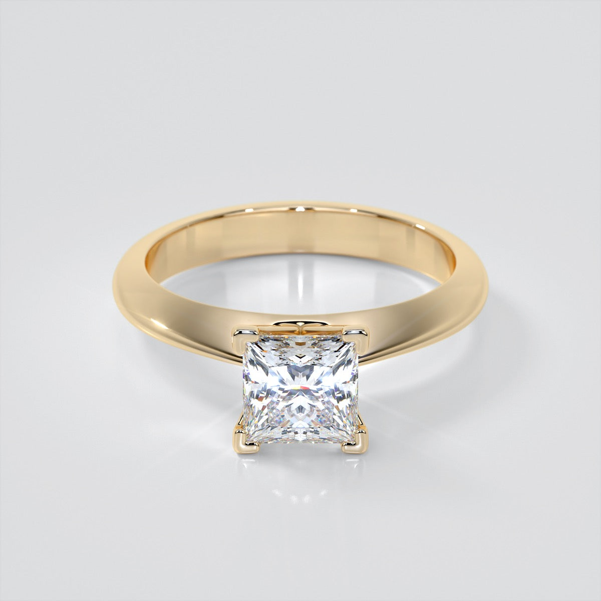 Comfort Fit Knife Edge Princess Cut Trio Wedding Set