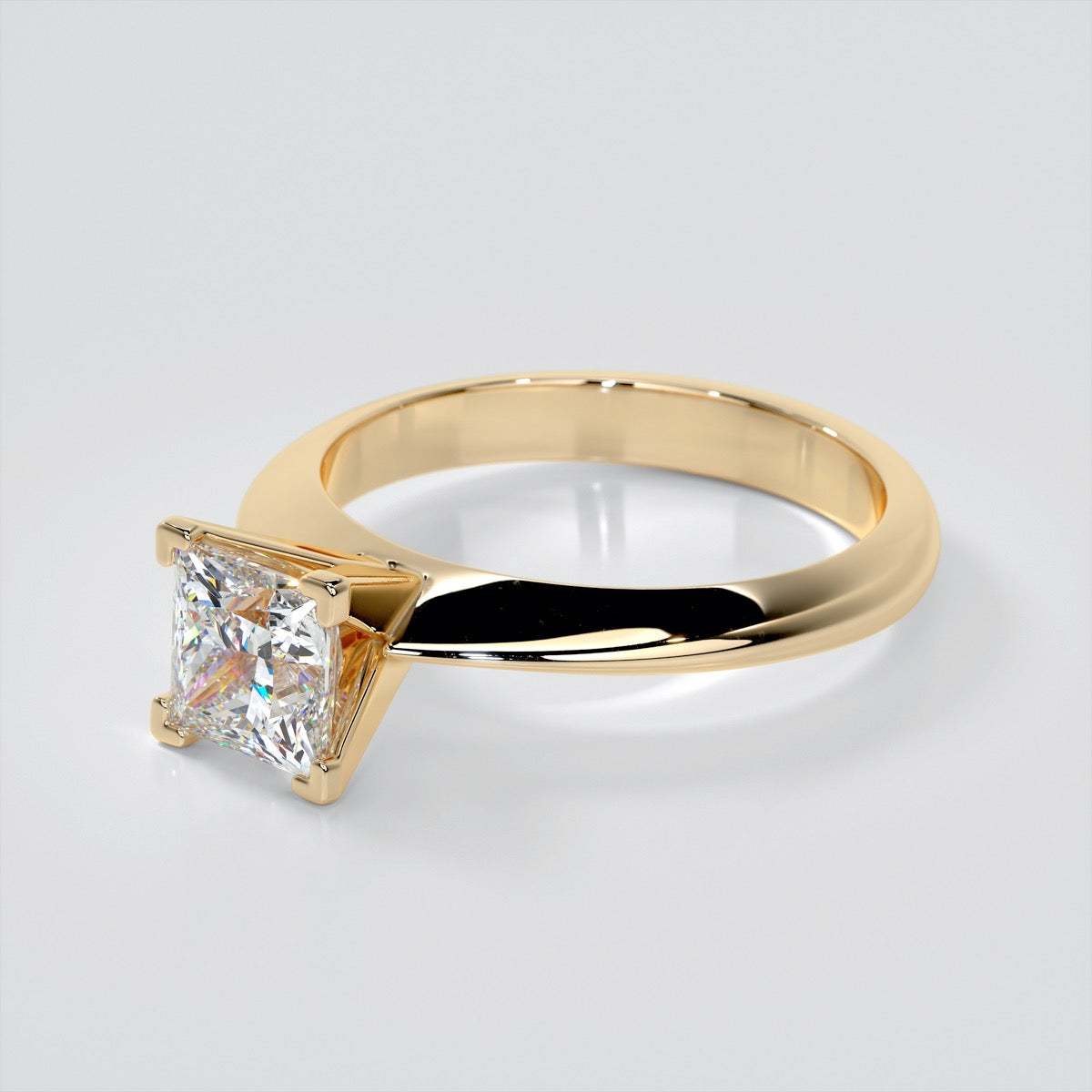 Comfort Fit Knife Edge Princess Cut Trio Wedding Set