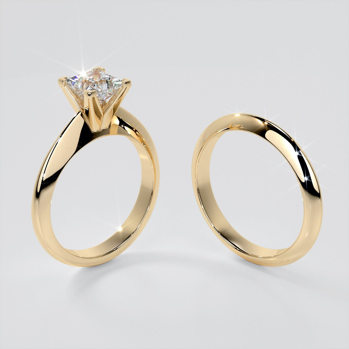 1.5Ct Princess Cut Lab Grown Diamond Knife Edge Engagement Ring