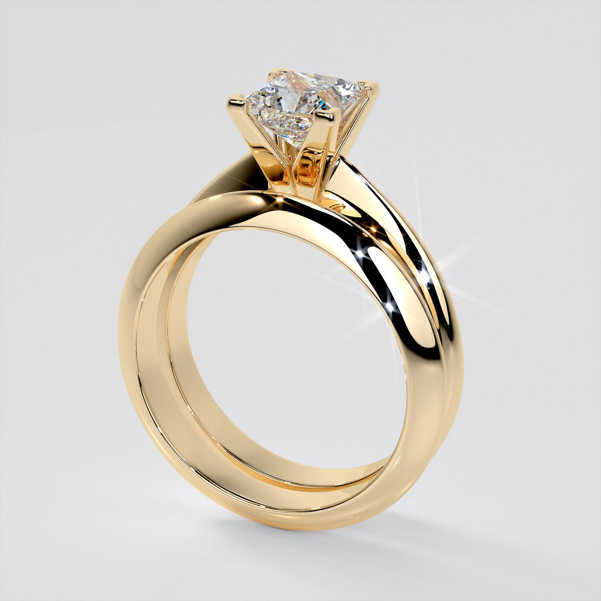 1.5Ct Princess Cut Lab Grown Diamond Knife Edge Engagement Ring