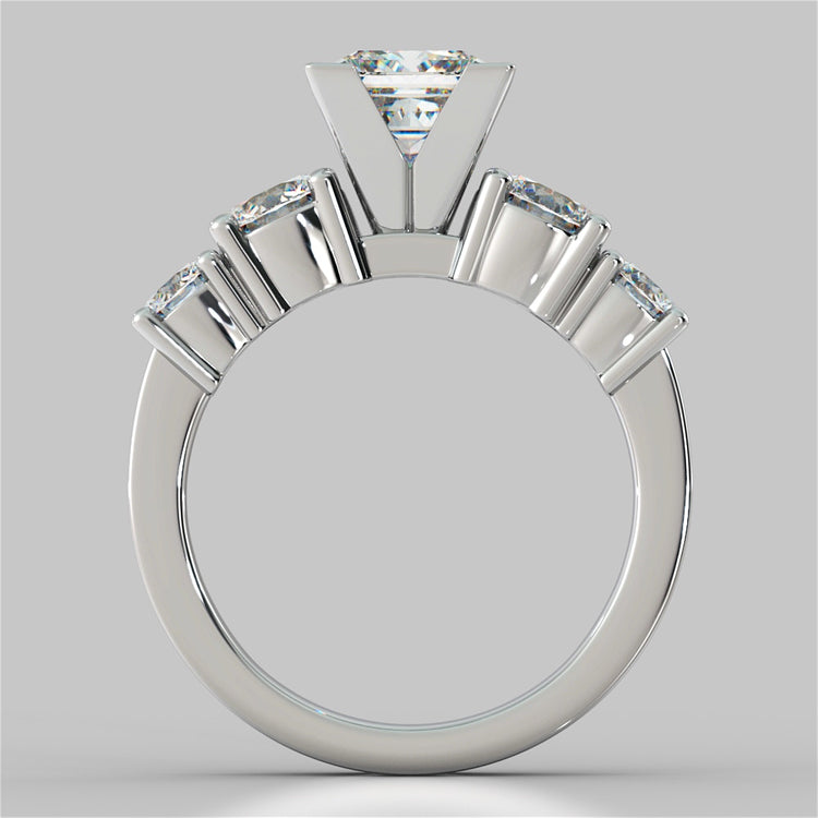 Channel Setting 5-Stone Princess Cut Wedding Set with Accents