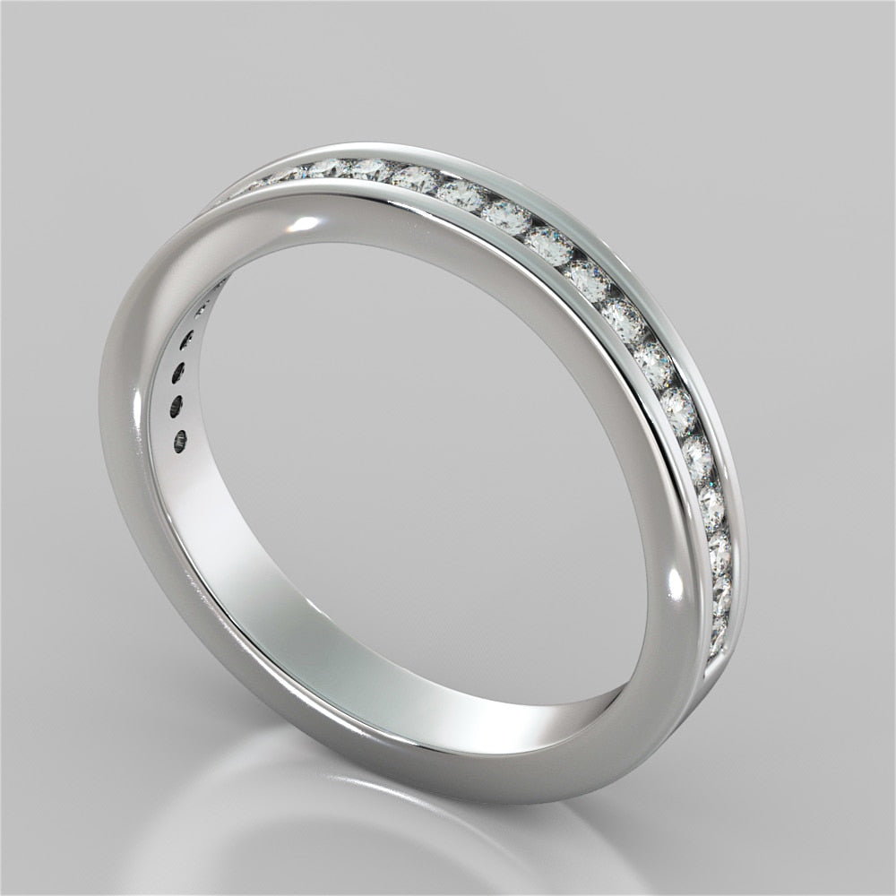 Contoured Round Cut Channel Setting Wedding Band