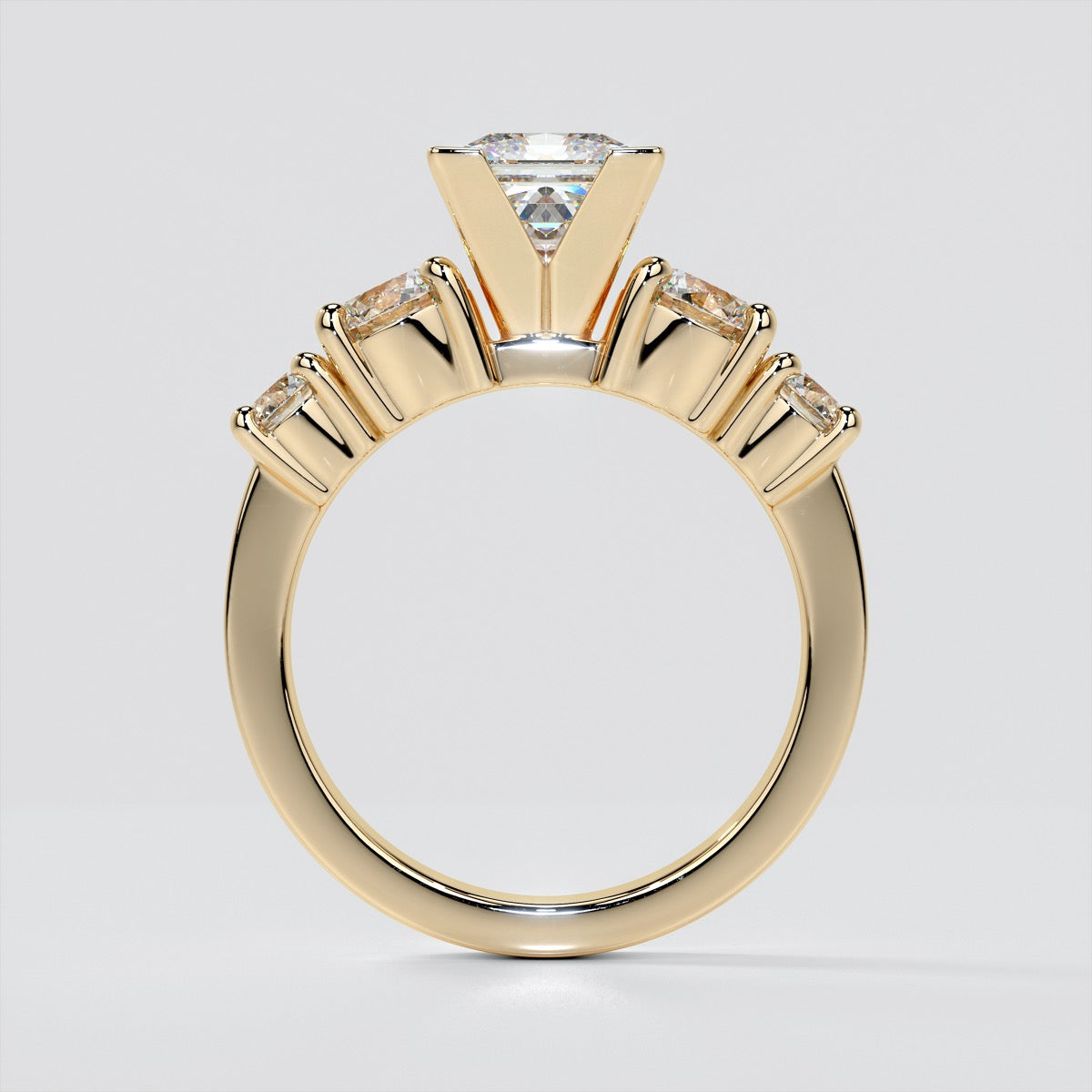 Princess Cut 5-Stone Engagement Ring with Accents