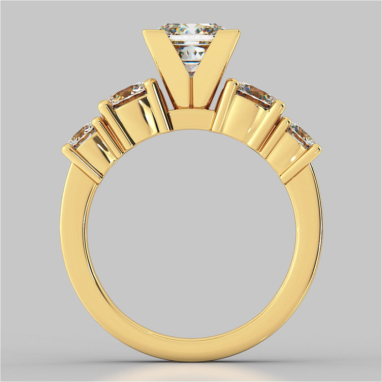 Channel Setting 5-Stone Princess Cut Wedding Set with Accents