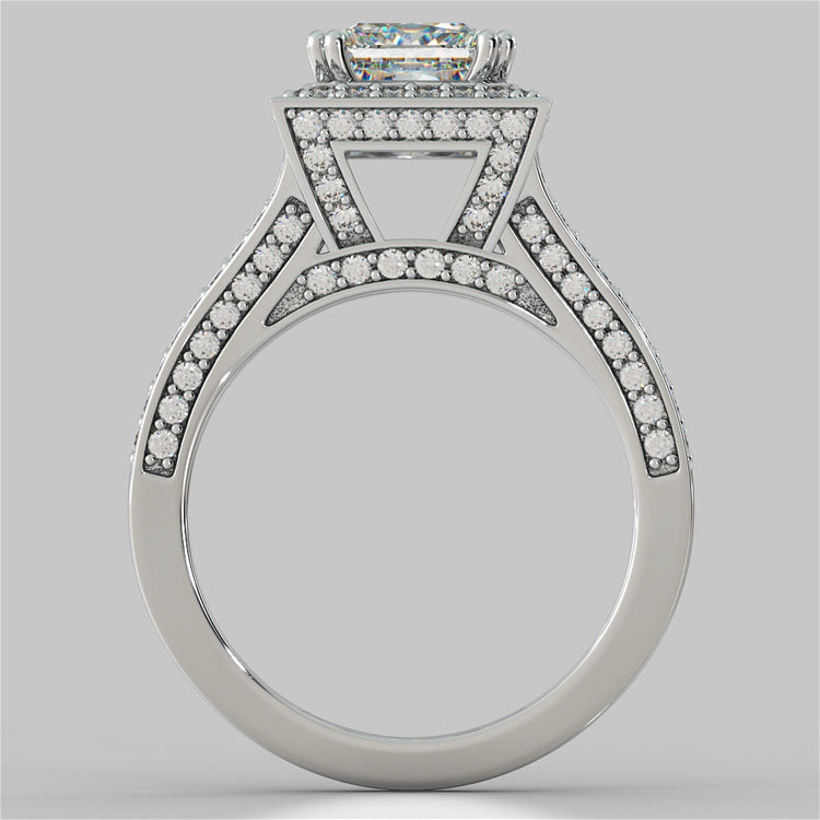 Princess Cut Trio Wedding Set with Accented Split Shanks