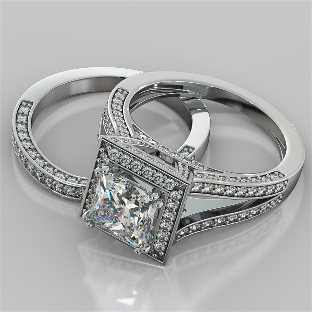 1.5Ct Princess Cut Lab Grown Diamond Split Shank Engagement Ring