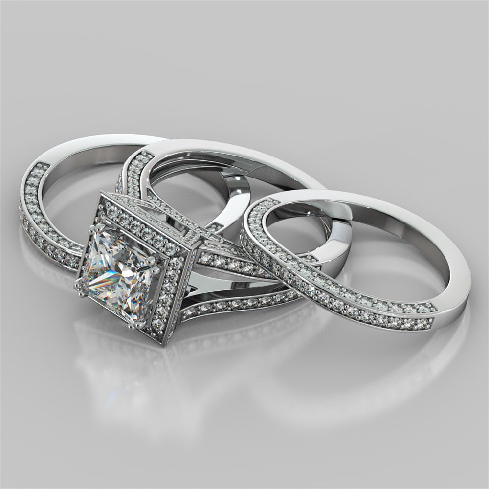1.5Ct Princess Cut Lab Grown Diamond Split Shank Engagement Ring