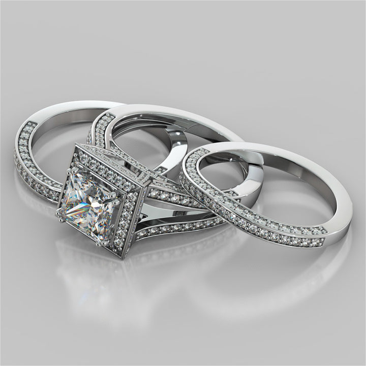 1.5Ct Princess Cut Lab Grown Diamond Split Shank Engagement Ring