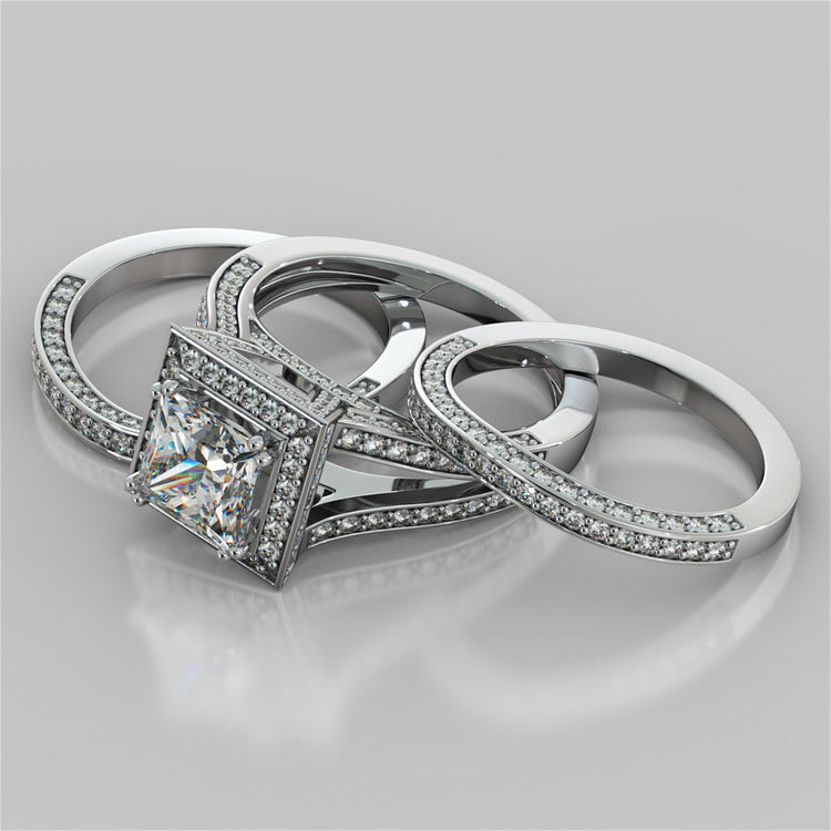 Lab Grown Diamond Split Shank Princess Cut Engagement Ring