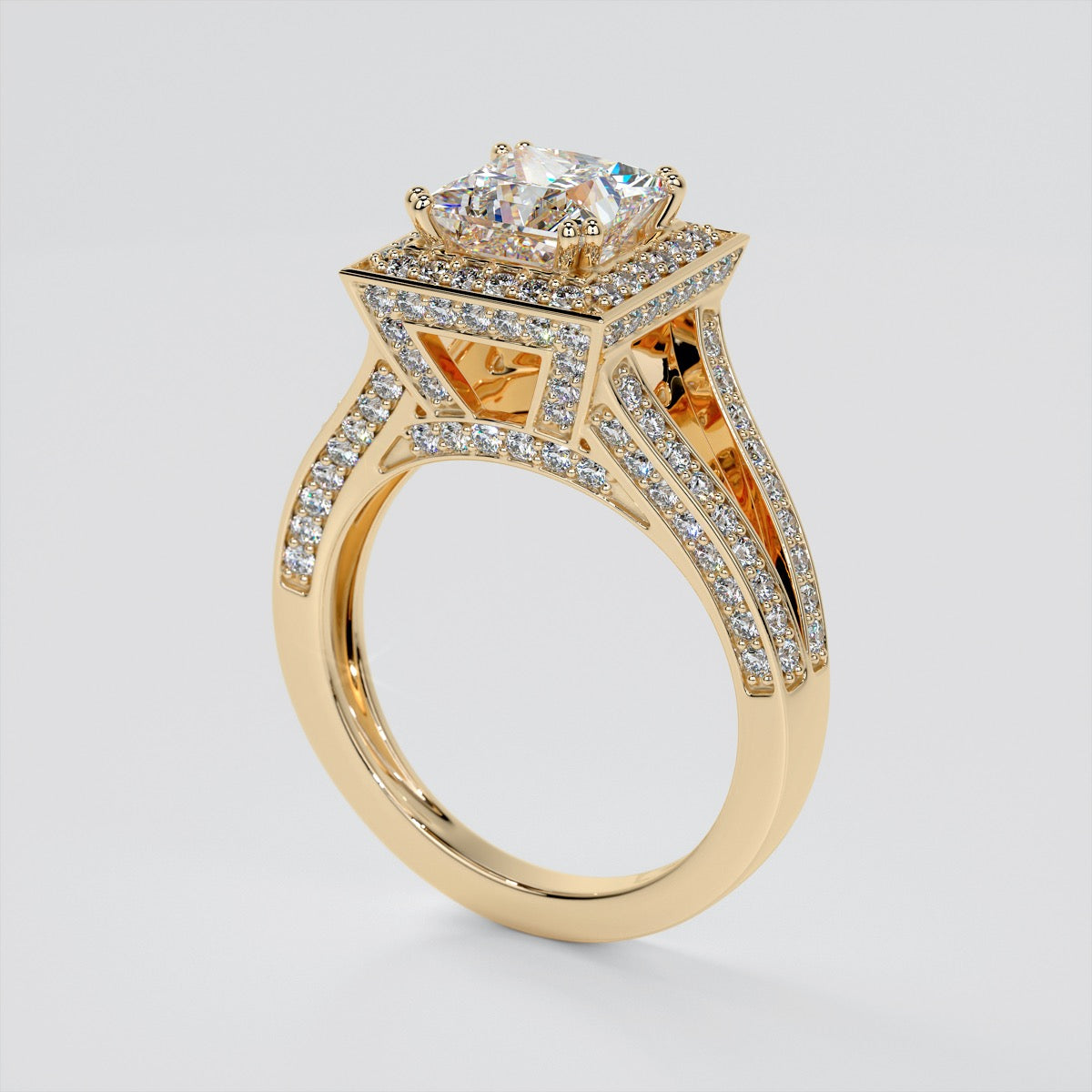 Split Shank Princess Cut Engagement Ring