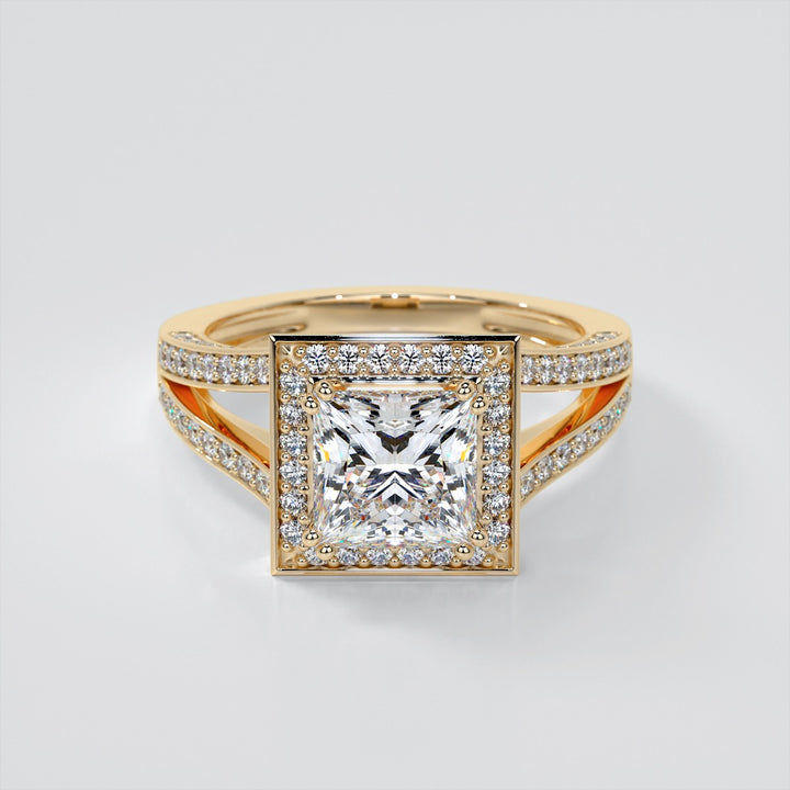 1.5Ct Princess Cut Lab Grown Diamond Split Shank Engagement Ring