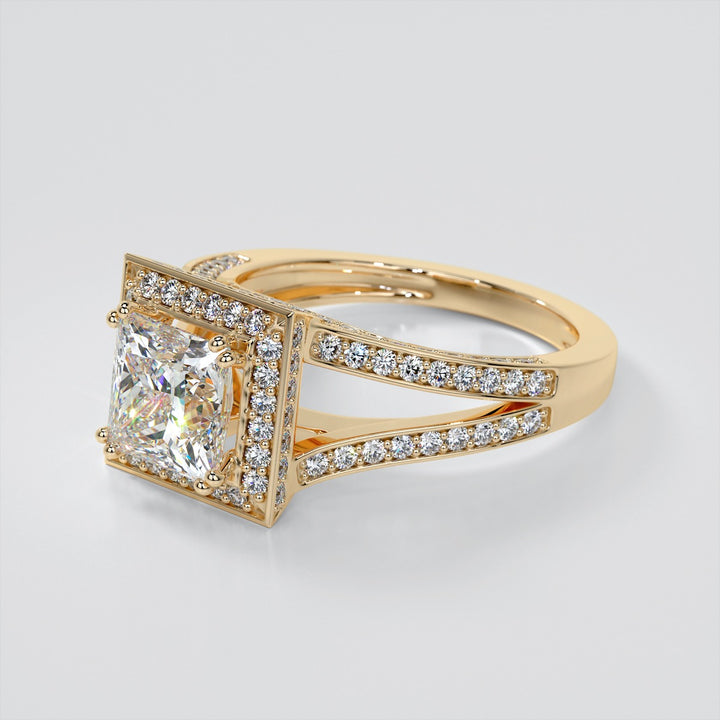1.5Ct Princess Cut Lab Grown Diamond Split Shank Engagement Ring