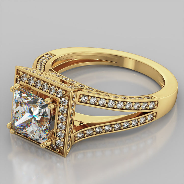 Split Shank Princess Cut Engagement Ring