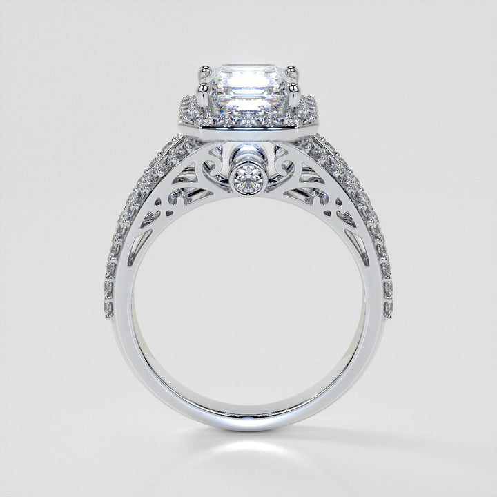 1.5Ct Asscher Cut Lab Grown Diamond Engagement Ring with Filigree Split Shanks