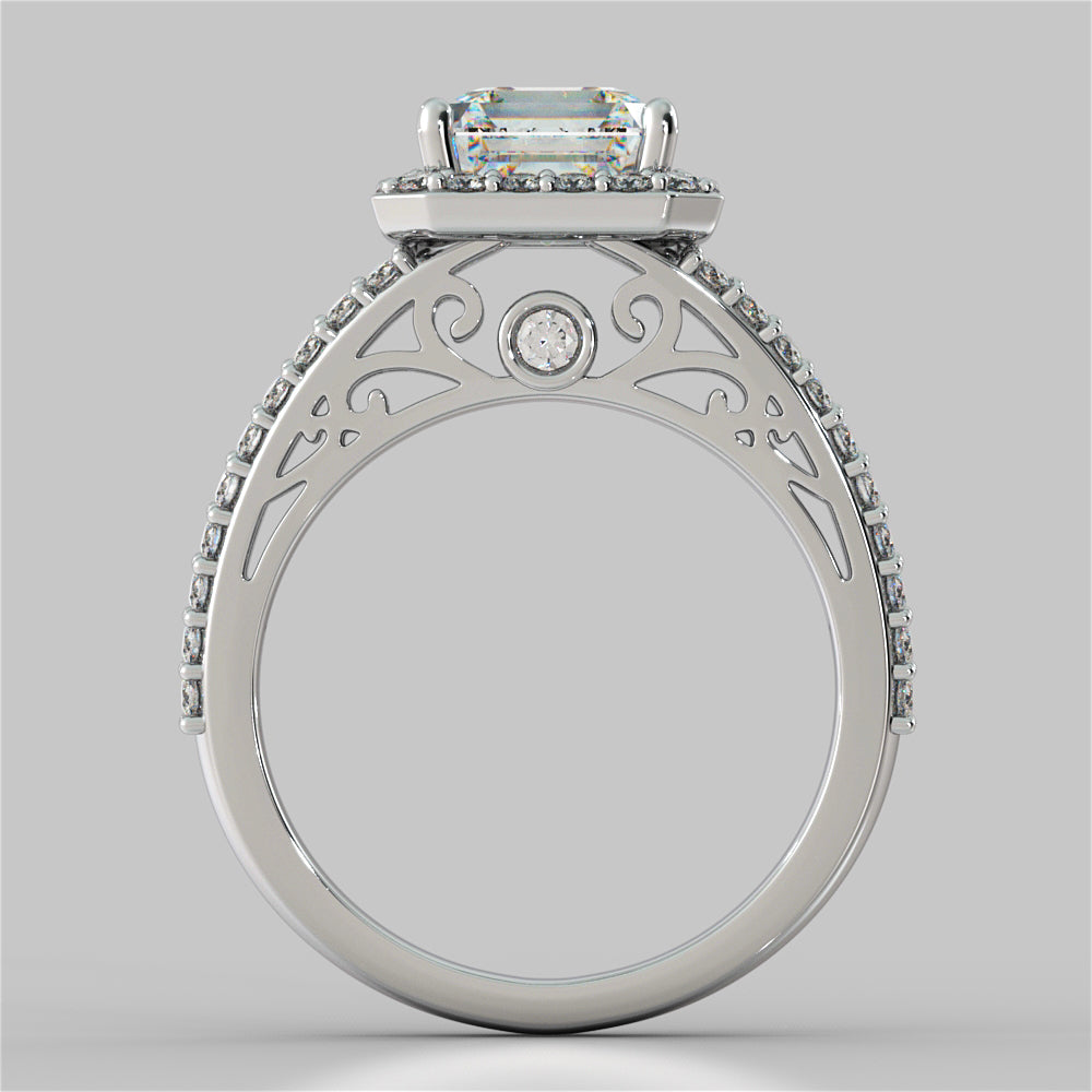 2.42Ct Split Shank Asscher Cut Wedding Set in 14K White Gold