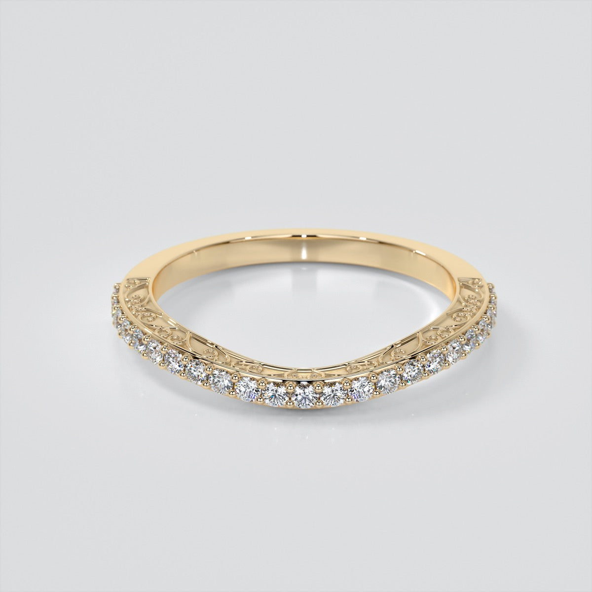 Filigree Style Contoured Wedding Band