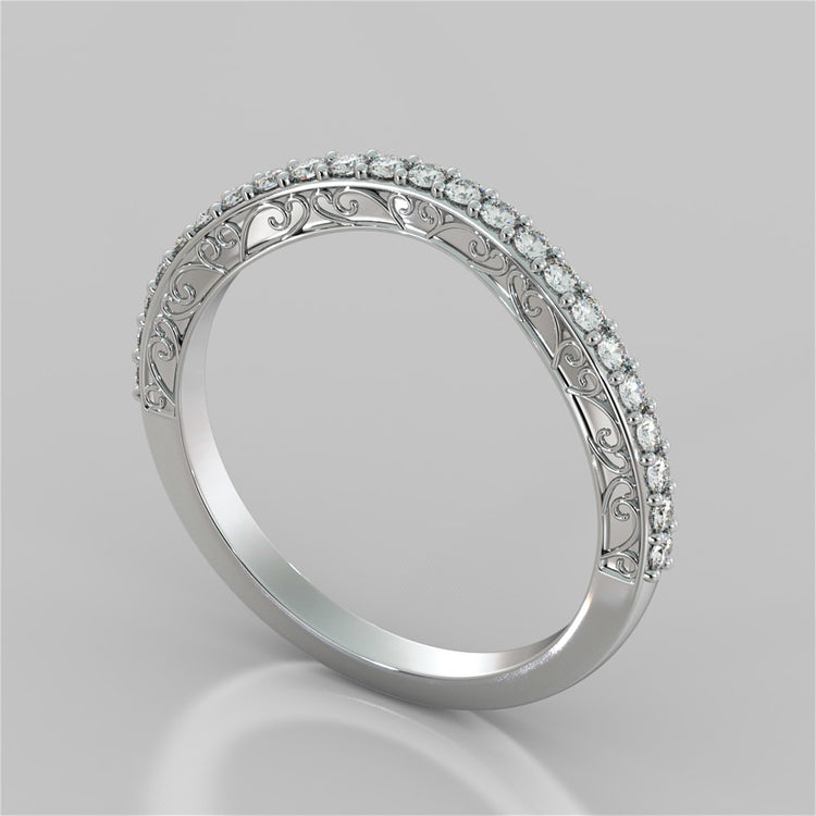 Round Cut Engagement Ring with Filigree Split Shanks