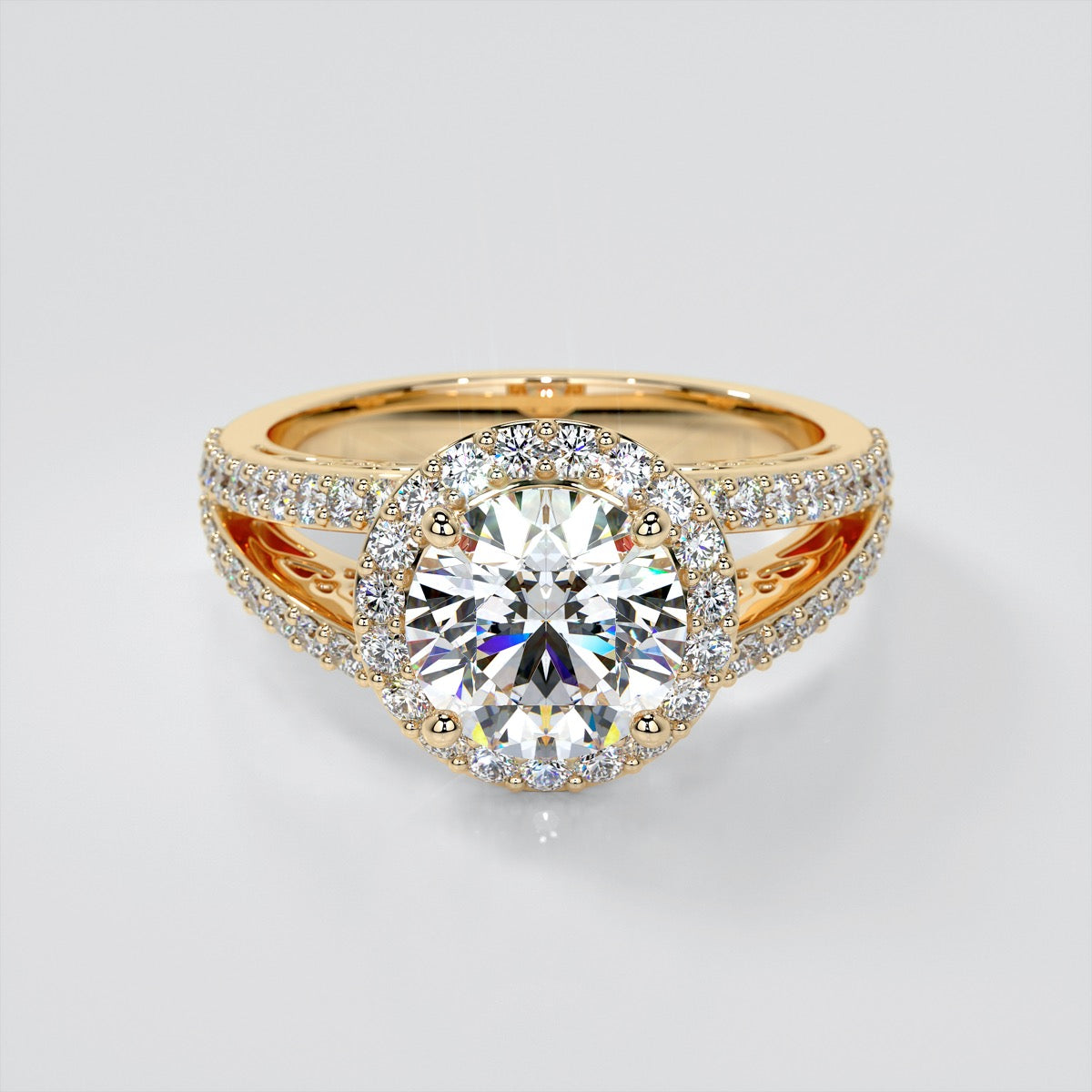 Accented Filigree Style Round Cut Trio-Wedding Set