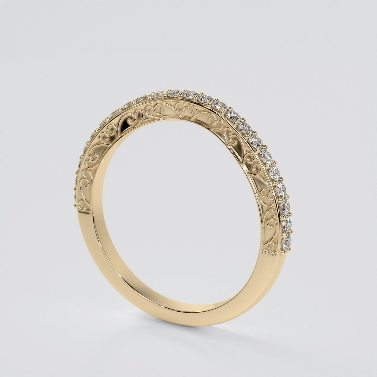 Vintage Round Cut Filigree Setting Wedding Set