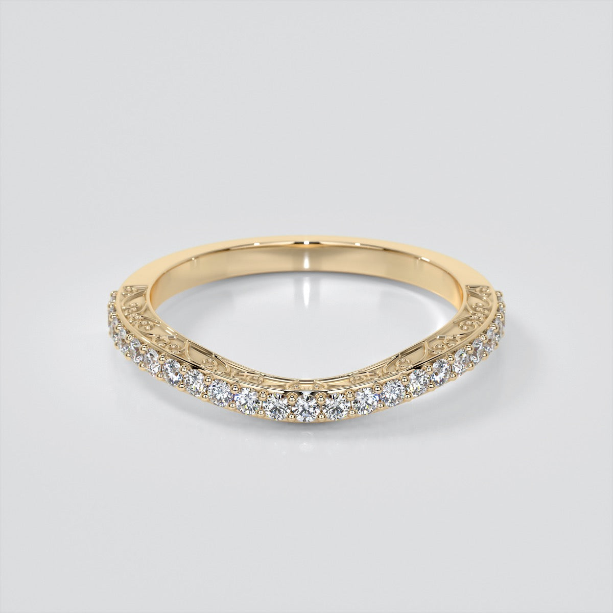 1.5Ct Round Cut Lab Grown Diamond Engagement Ring with Filigree Split Shank