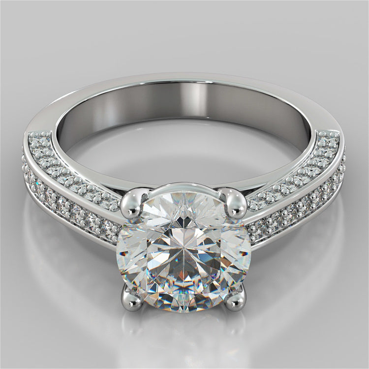 Accented Cathedral Style Round Cut Wedding Set with Accents