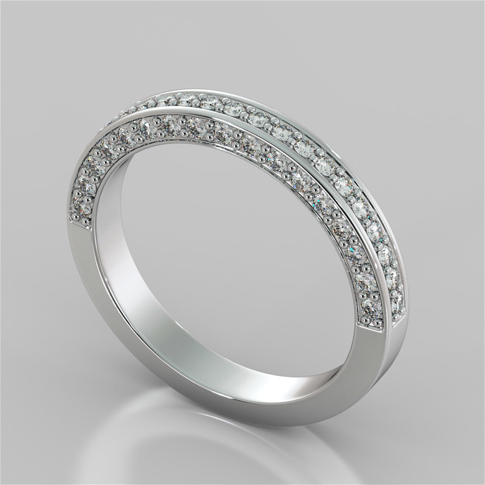 Round Cut Cathedral Engagement Ring with Channel Set Accents