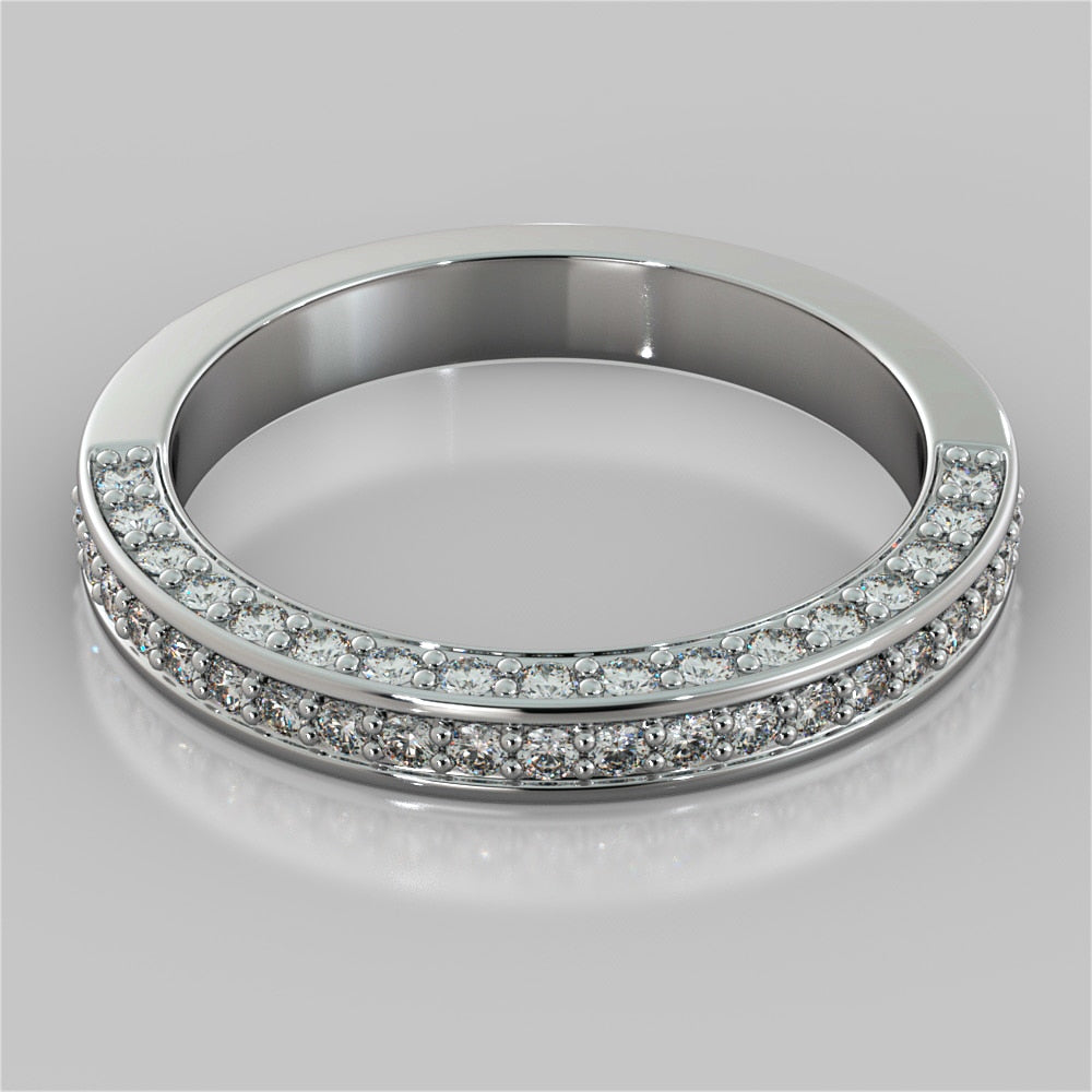 Round Cut Cathedral Engagement Ring with Channel Set Accents