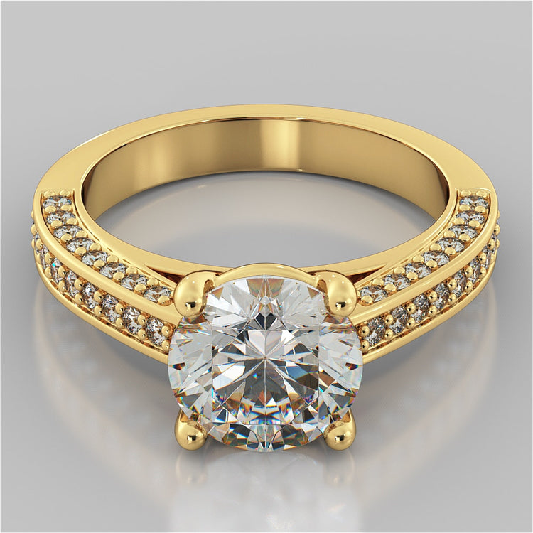 Accented Cathedral Style Round Cut Wedding Set with Accents