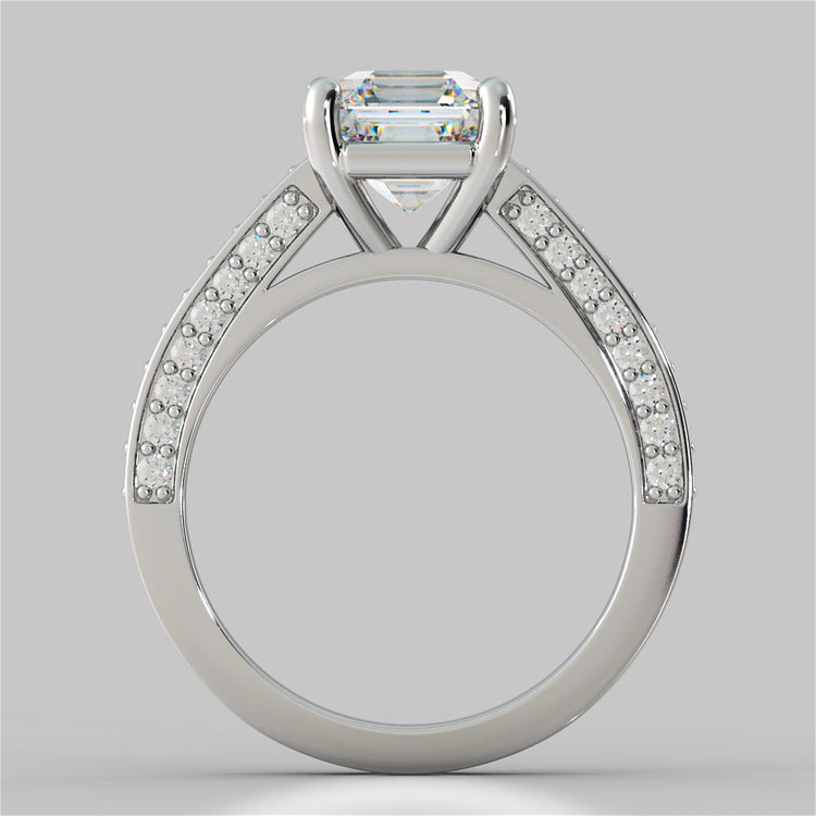 Asscher Cut Cathedral Style Wedding Set with Accents