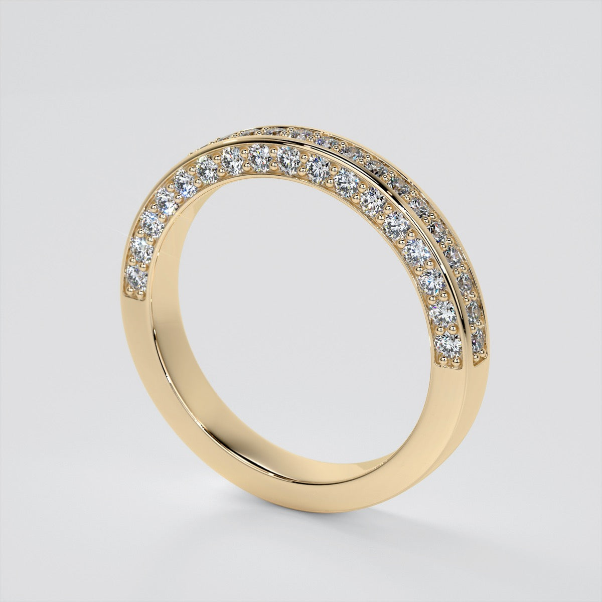 Round Cut Channel Set Wedding Band