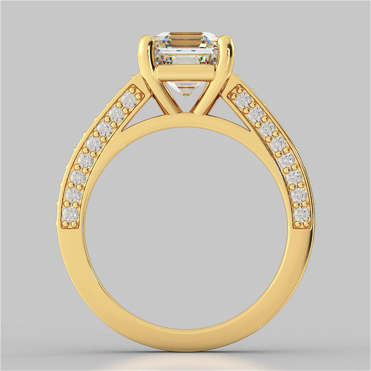 Asscher Cut Cathedral Style Wedding Set with Accents