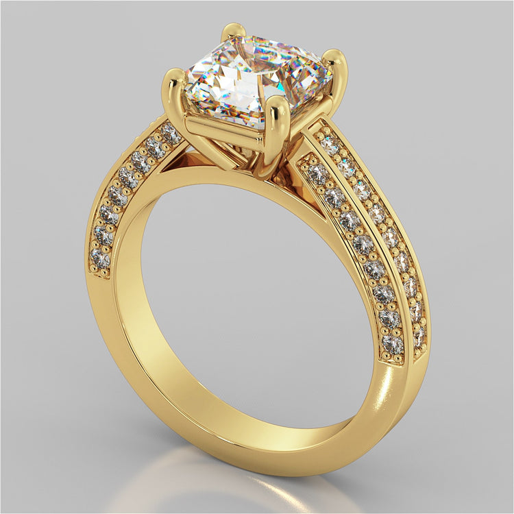 Asscher Cut Cathedral Style Wedding Set with Accents