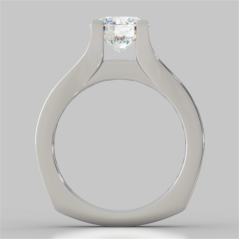 2.0Ct Round Cut Lab grown Diamond Engagement Ring with Channel Set Accents Euro Style