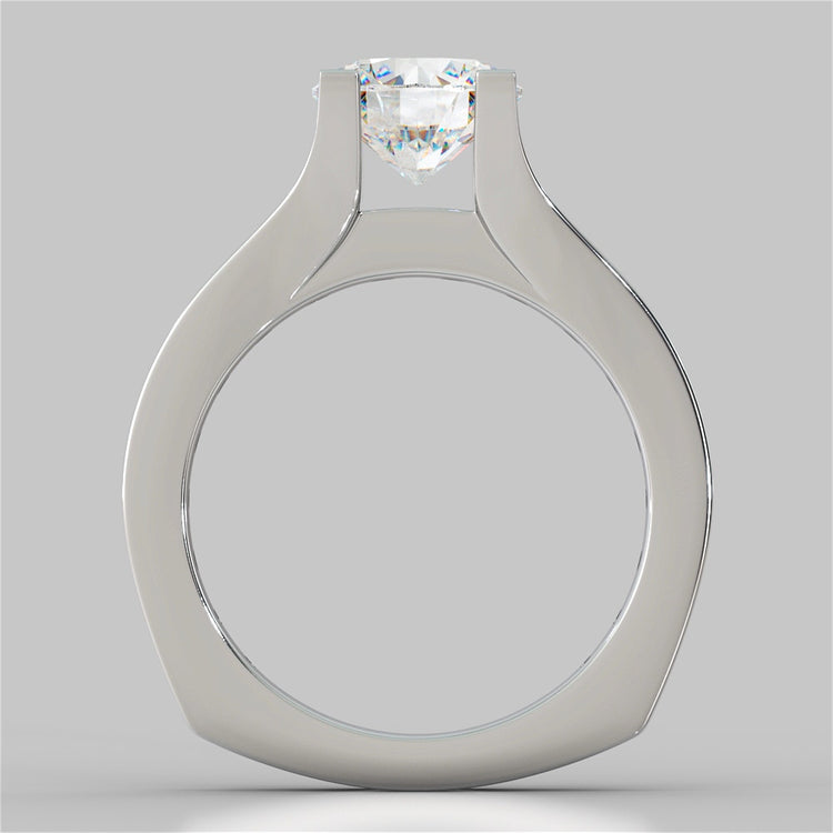 Lab grown Diamond Engagement Ring with Channel Set Accents Round Cut Euro Style