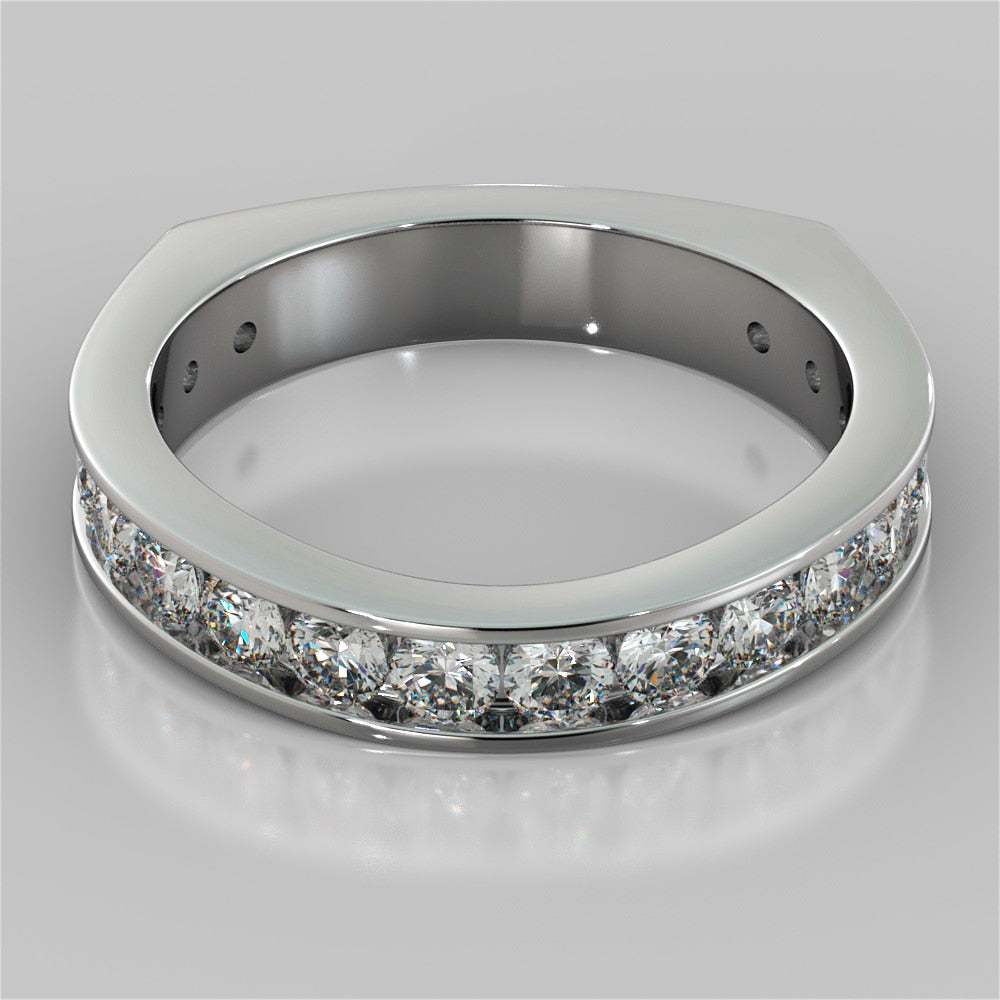 Round Cut Bridge Style Wedding Set with Euro Band