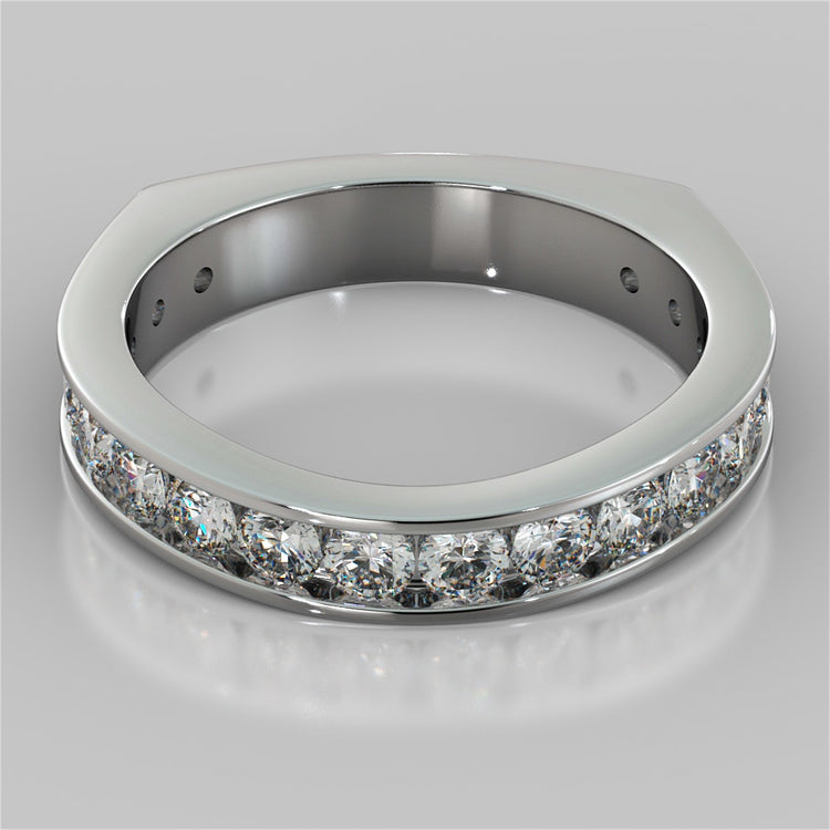 Lab grown Diamond Engagement Ring with Channel Set Accents Round Cut Euro Style