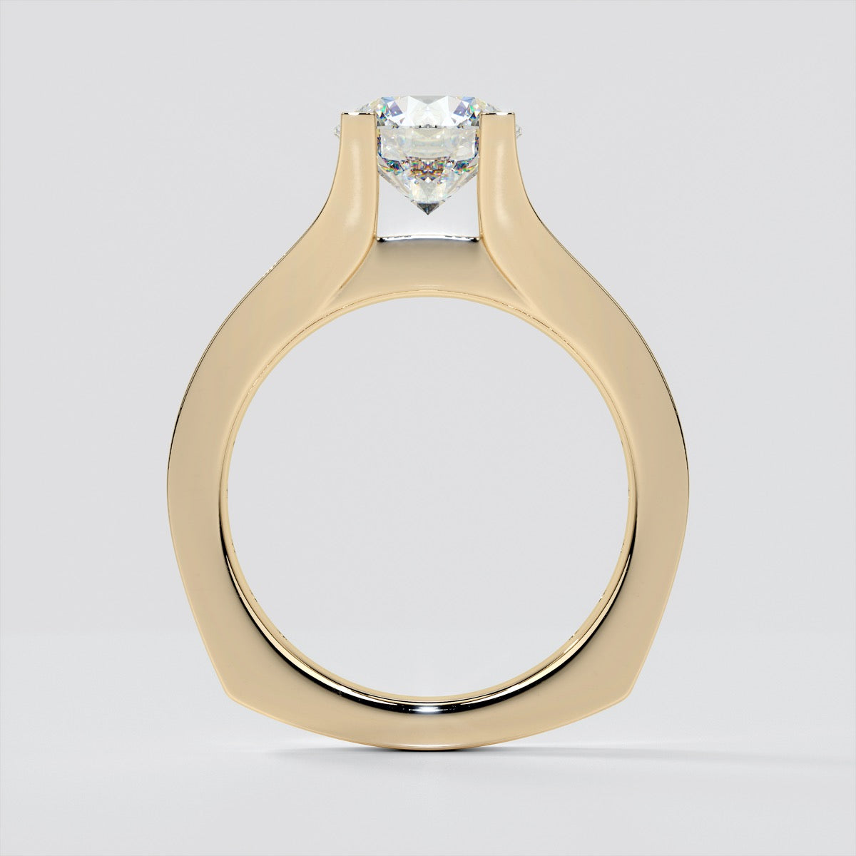 Round Cut Bridge Style Wedding Set with Euro Band