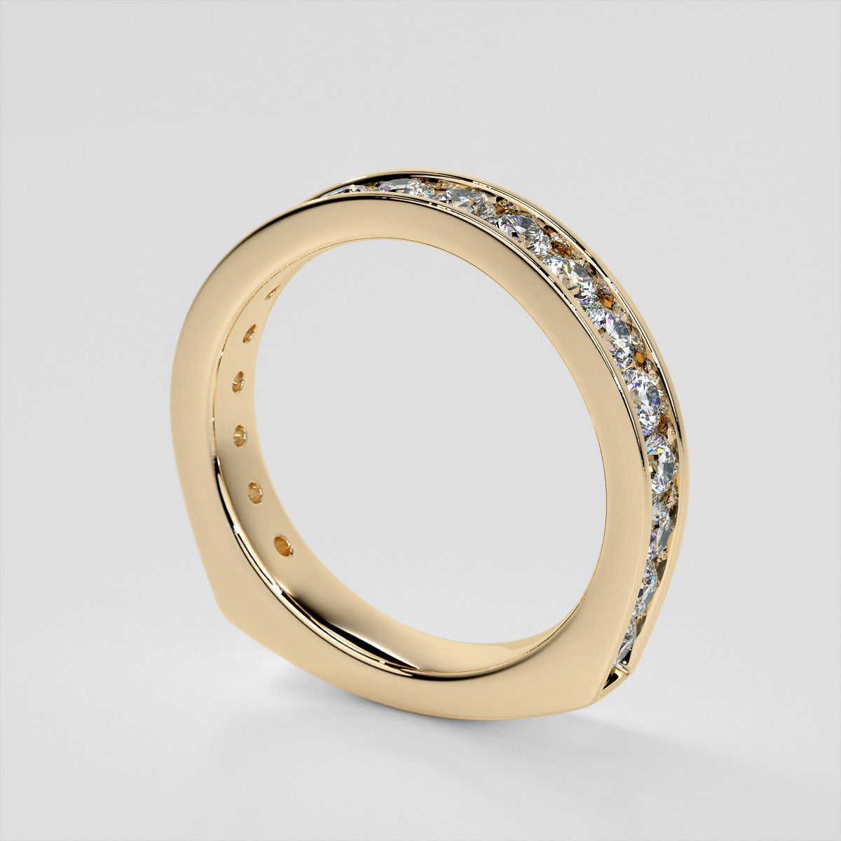 Round Cut Euro Style Engagement Ring with Channel Set Accents