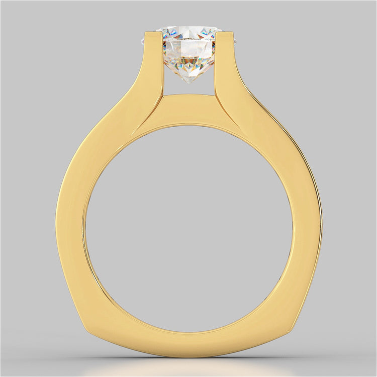 Lab grown Diamond Engagement Ring with Channel Set Accents Round Cut Euro Style