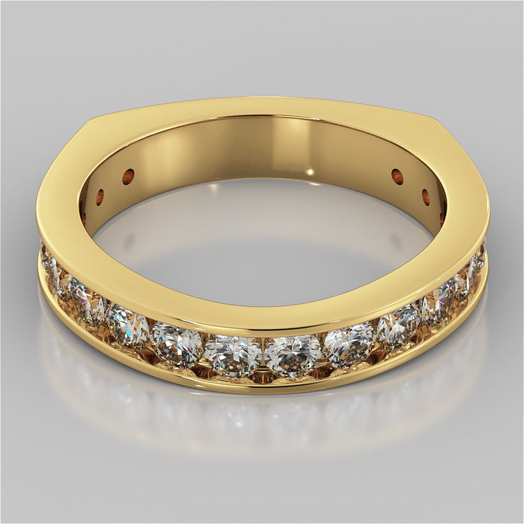 Lab grown Diamond Engagement Ring with Channel Set Accents Round Cut Euro Style