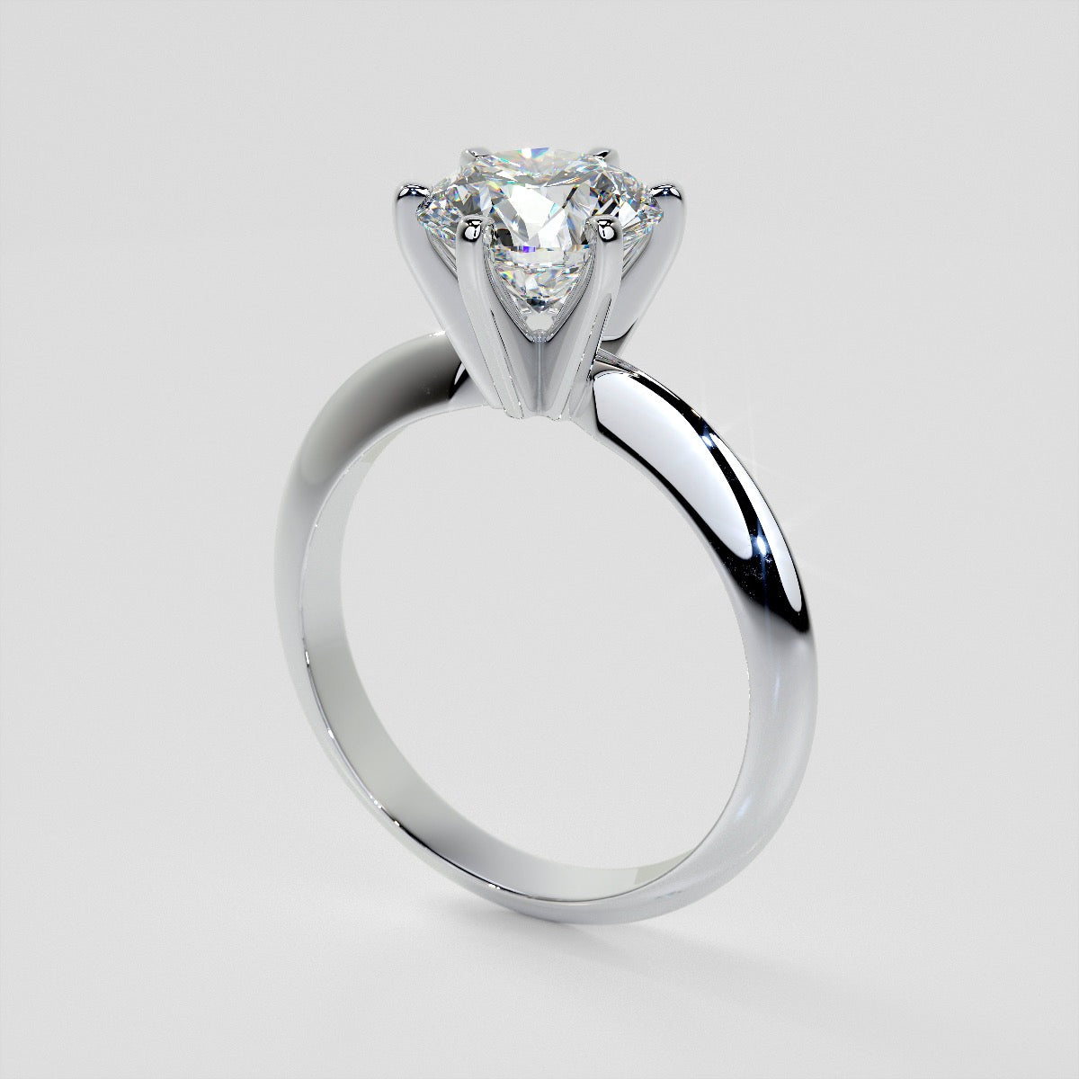 1.0CT Lab Grown Diamond 6-Prong Round Cut Tiffany Style Engagement Ring VS1 - F Color