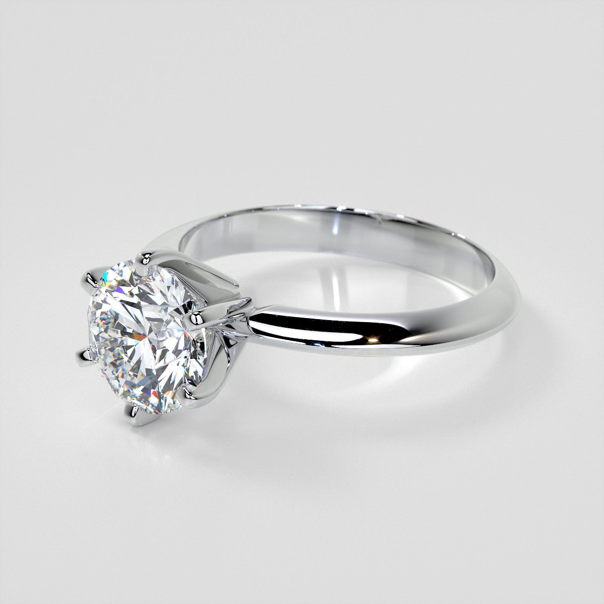 Lab Grown Diamond 6-Prong Round Cut Tiffany Style Engagement Ring