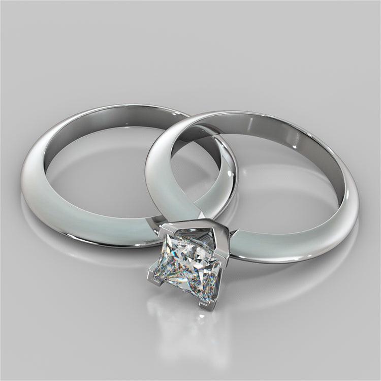 Lab Grown Diamond Princess Cut Tiffany Style Engagement Ring