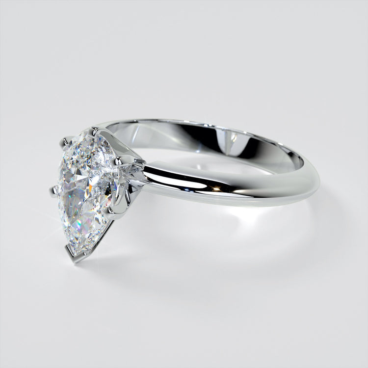 Lab Grown Diamond Pear Cut Tiffany Style Engagement Ring