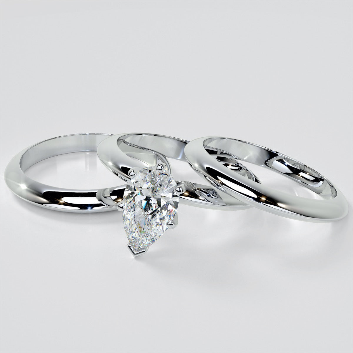 Lab Grown Diamond Pear Cut Tiffany Style Engagement Ring