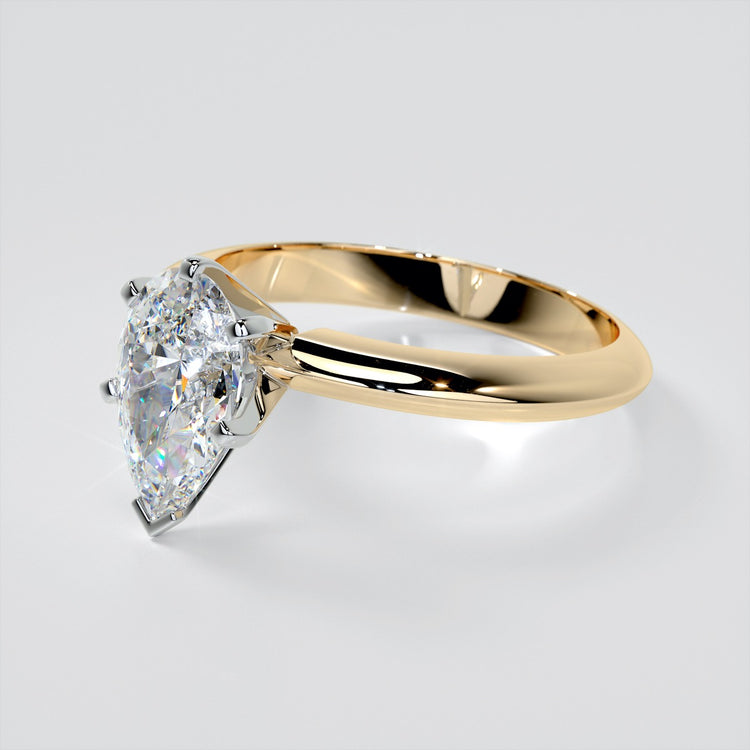 Lab Grown Diamond Pear Cut Tiffany Style Engagement Ring