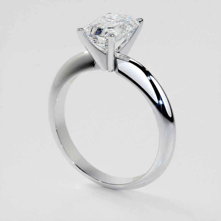 Lab Grown Diamond Emerald Cut Tiffany Style Engagement Ring