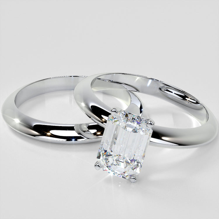 Lab Grown Diamond Emerald Cut Tiffany Style Engagement Ring